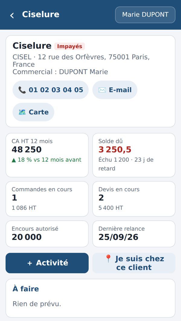 Fiche client CRM